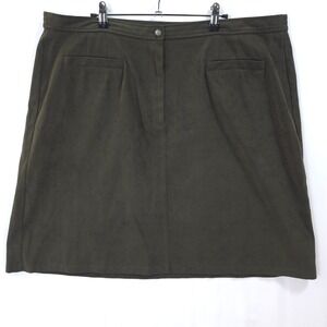 Villager‎ Signature Skirt Women 20W Faux Suede Olive Green Dark Academia Classic